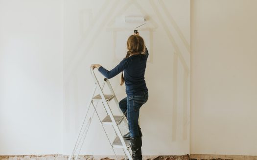 Girl home painting for interior renovation