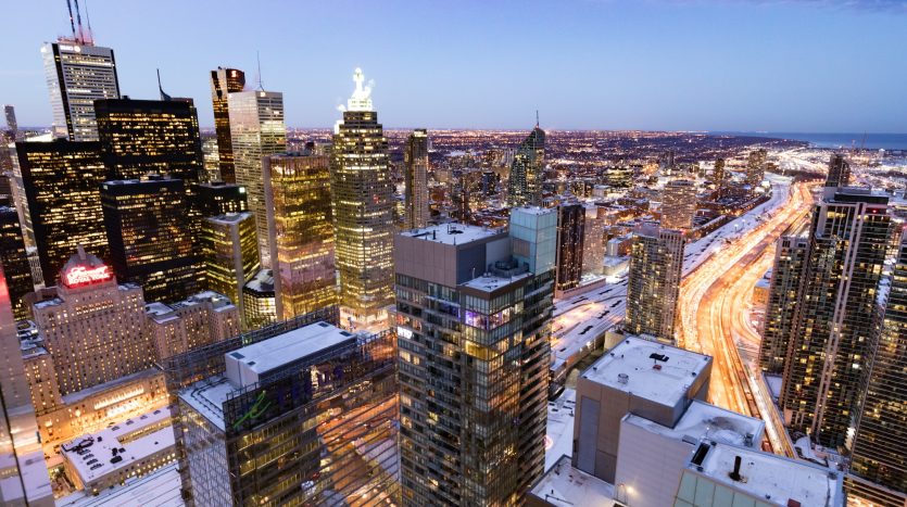 Toronto downtown highriser city view at dawn